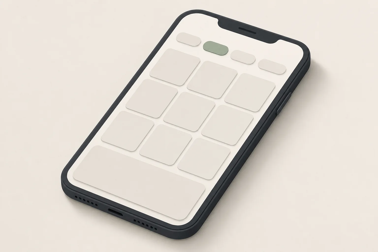A filter bar of chips above a grid of tiles — lobby navigation ahead of the banner