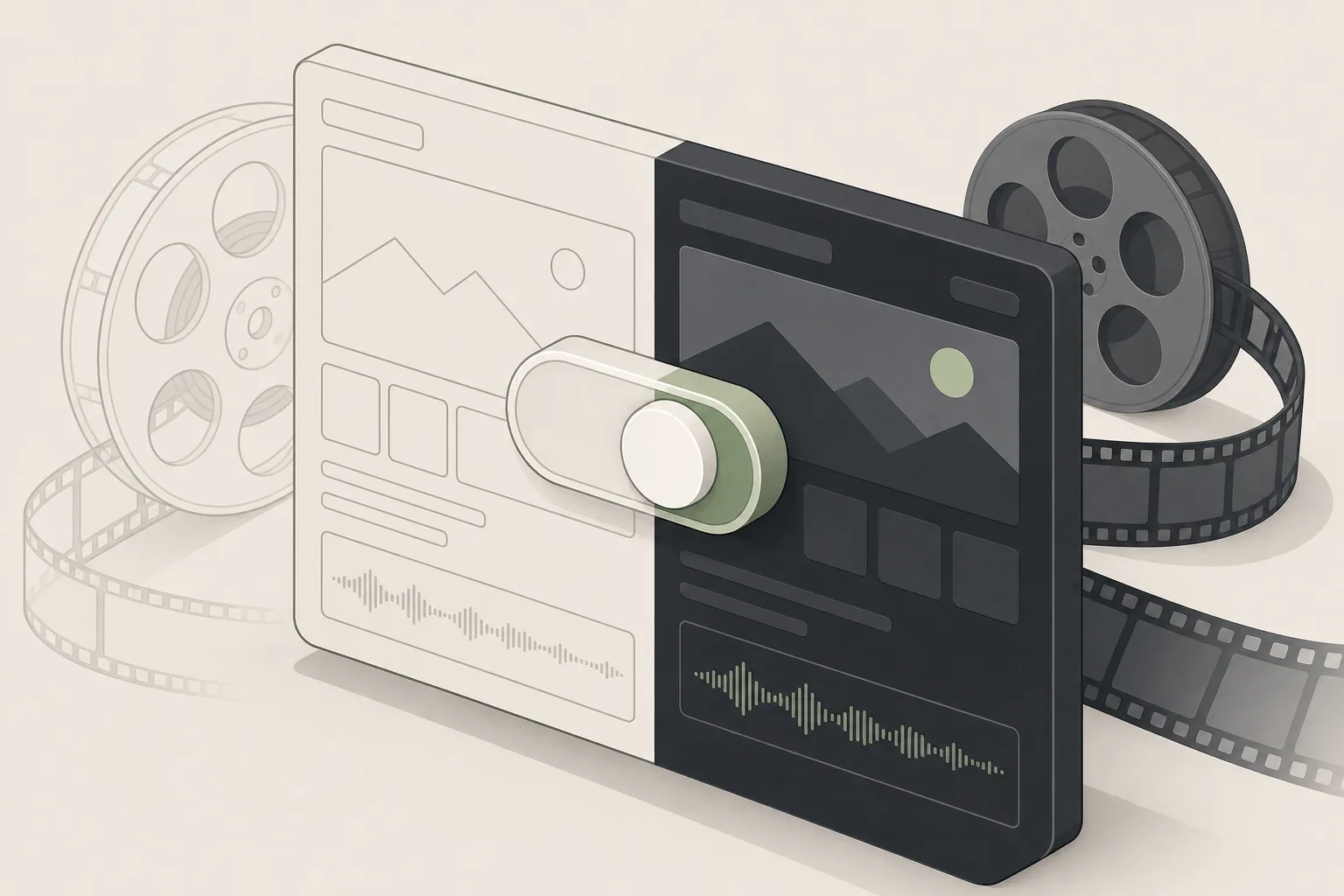 A toggle between an outlined and a solid version of the same screen — demo and real play